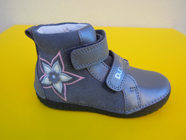 Detské kožené topánky D.D.Step A050 - 52429B grey PODRÁŽKA SVIETI V TME