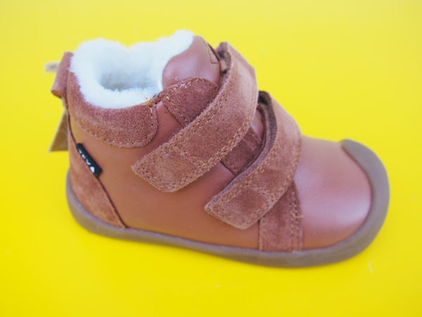 Detské kožené zimné topánky Bundgaard BG303304 Bloom Cognac BAREFOOT s MEMBRÁNOU