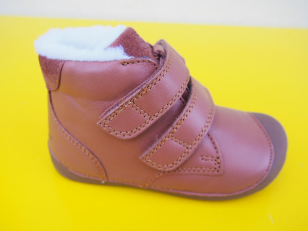Detské kožené zimné topánky Bundgaard BG303201 Petit Winter Cognac BAREFOOT