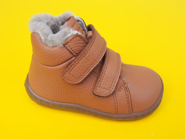 Detské kožené zimné topánky Froddo G3110263-2K cognac BAREFOOT