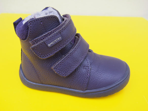 Detské kožené zimné topánky Protetika - Beka purple BAREFOOT s MEMBRÁNOU