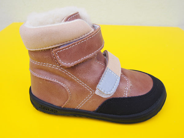 Detské kožené zimné topánky Jonap - Falco hnedé BAREFOOT