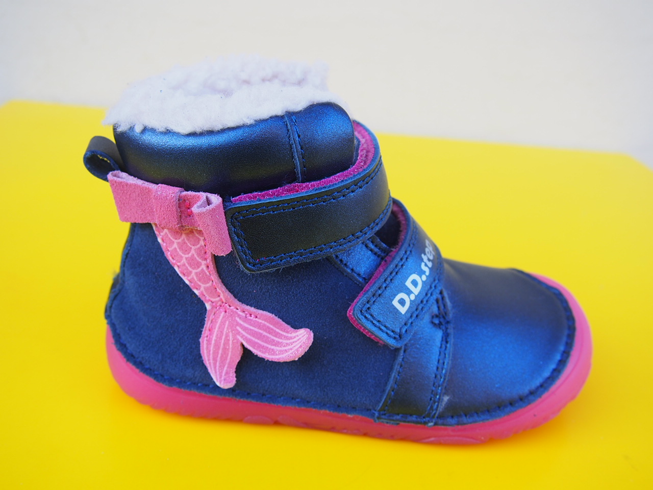 Detské kožené zimné topánky D.D.Step W073 - 52684 royal blue BAREFOOT SVIETIA V TME