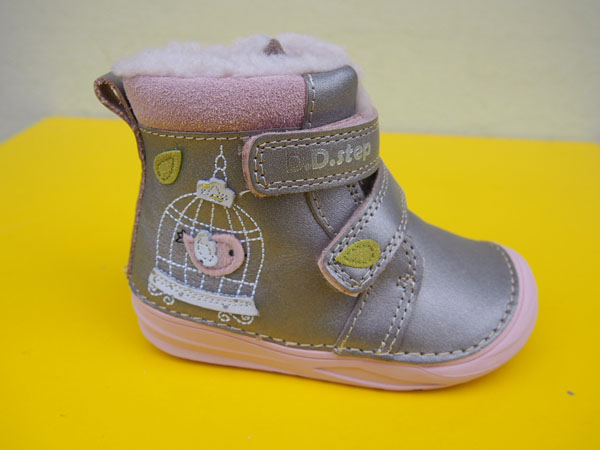 Detské kožené zimné topánky D.D.Step W071 - 52381A champagne