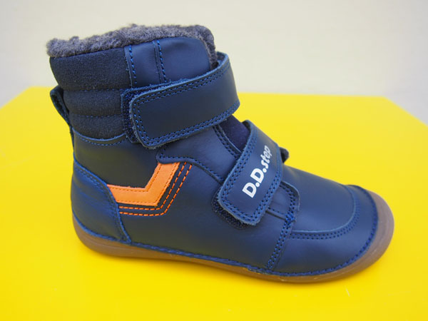 Detské kožené zimné topánky D.D.Step W063 - 52804A royal blue BAREFOOT