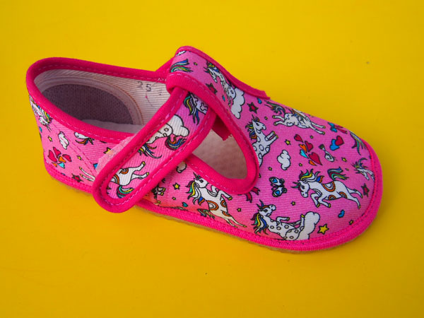 Detské barefoot papučky Beda - Crazy unicorn BAREFOOT
