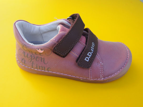 Detské kožené topánky D.D.Step S108 - 62871B strawberry BAREFOOT podrážka svieti 