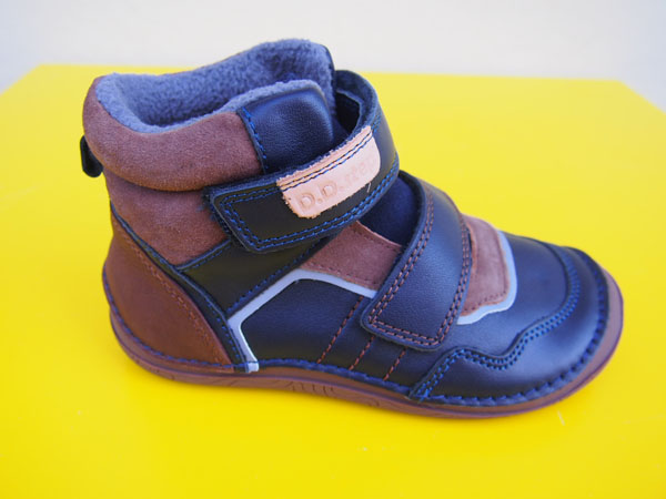 Detské kožené topánky D.D.Step A116 - 62911A chocolate ZATEPLENÉ FLÍSOM BAREFOOT